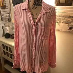 Red and white button down shirt. Size XL